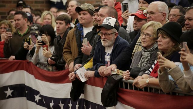 People attending a Donald Trump campaign event in Iowa