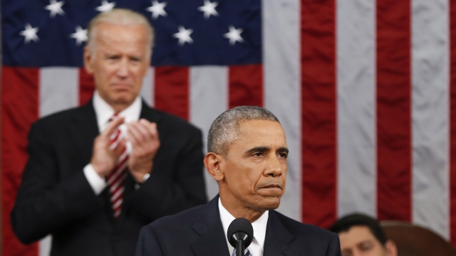 Joe Biden applauds President Obama at the 2016 State of the Union