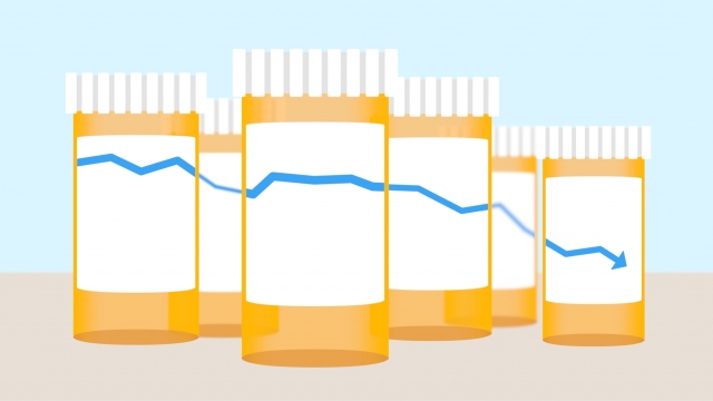 Medicine bottles charting the decline in new antibiotics