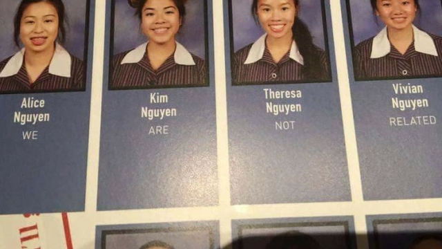 A photo of a yearbook quote from four classmates.