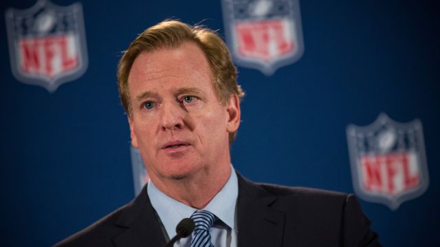 NFL Commissioner Roger Goodell holds a press conference on October 8, 2014 in New York City. Goodell addressed the media at the conclusion of the annual Fall league meeting in the wake of a string of high-profile incidents, including the domestic violence case of Ray Rice.