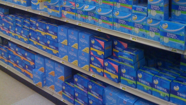 Tampons on a store shelf.