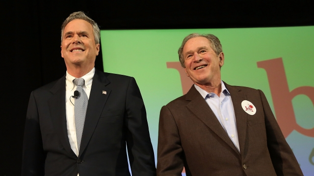 George W. Bush attends a rally for his yonger brother Jeb in South Carolina