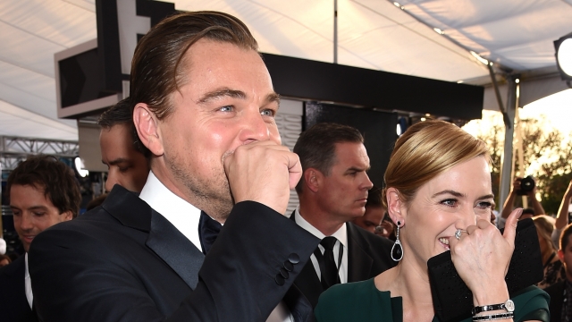 Actors Leonardo DiCaprio and Kate Winslet attend The 22nd Annual Screen Actors Guild Awards at The Shrine Auditorium on January 30, 2016 in Los Angeles, California.