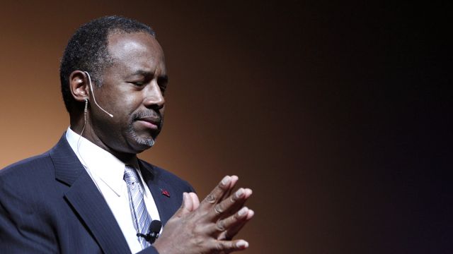 Republican Dr. Ben Carson, a retired pediatric neurosurgeon, speaks as he officially announces his candidacy for President of the United States.