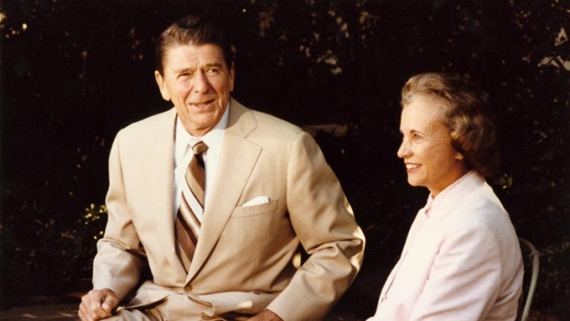 President Reagan and his Supreme Court Justice nominee Sandra Day O'Connor at the White House.