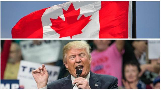Canadian Flag Over Donald Trump