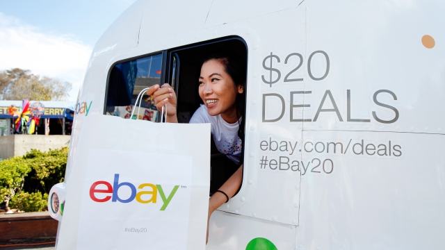 A woman sells eBay items