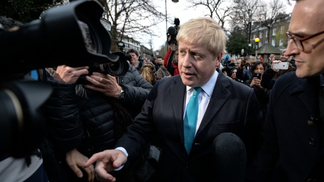 Boris Johnson tells reporters he supports leaving the EU.