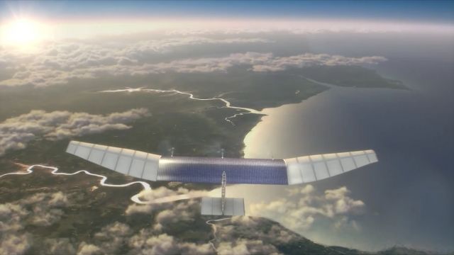 A concept shot of Facebook's solar-powered Internet drones.