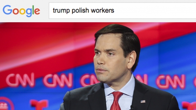 Rubio told viewers of the GOP debate to "Google 'Trump Polish Workers.'"