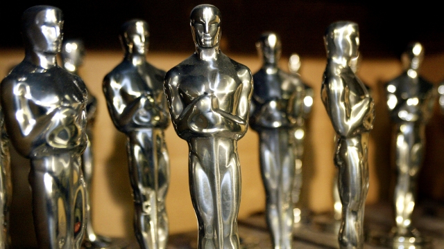 Oscar statues sit on a shelf prior to being polished during the manufacturing process at R. S. Owens and Company on January 29, 2003 in Chicago, Illinois.