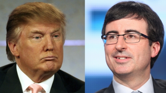 Images of Donald Trump and John Oliver.