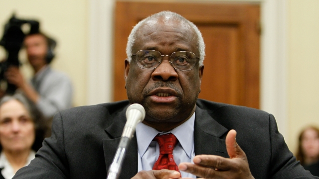 U.S. Supreme Court Justice Clarence Thomas testifies during a hearing before the Financial Services and General Government Subcommittee