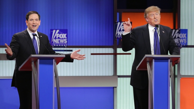 Donald Trump and Marco Rubio at the March 3rd GOP debate in Detroit.