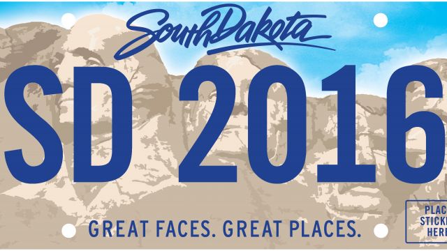 The 2016 license plate showing Mount Rushmore in the background.