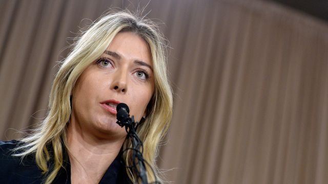 Tennis player Maria Sharapova addresses the media regarding a failed drug test at The LA Hotel Downtown on March 7, 2016.