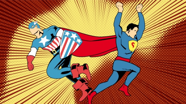 Illustration of Captain America and Superman.