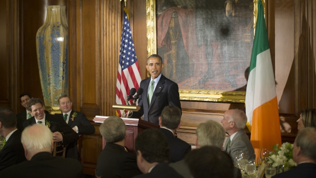 President Obama speaks at the "Friends of Ireland" luncheon at the U.S Capitol.