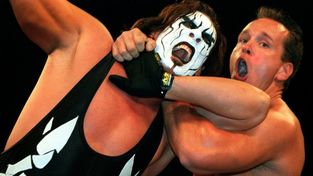 Sting wrestles Mike Sanders during a World Championship Wrestling event in 2000.