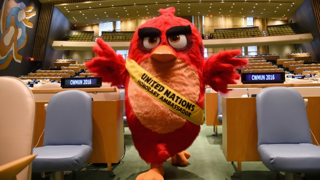 'Red' attends THE ANGRY BIRDS MOVIE UN Honorary Ambassador Ceremony.
