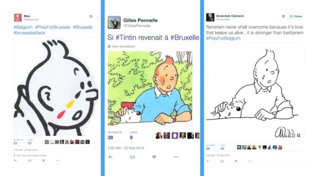 Tintin cartoon becomes image of solidarity after Brussels attacks.