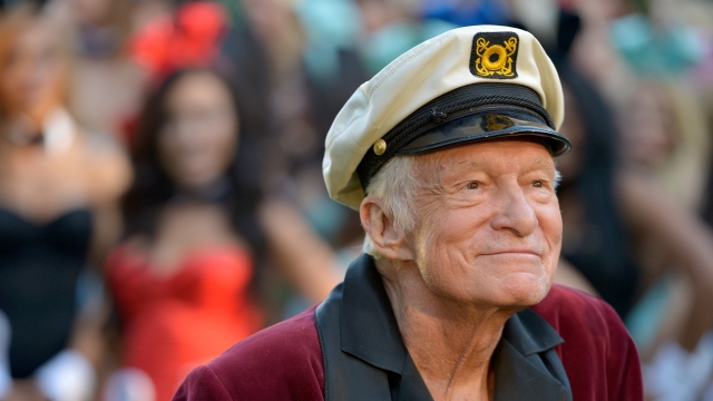 Hugh Hefner poses at Playboy's 60th anniversary special event on Jan. 16, 2014, in Los Angeles