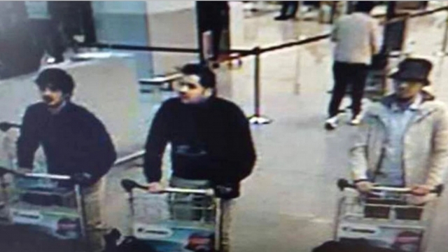 Surveillance video of Brussels bombing suspects