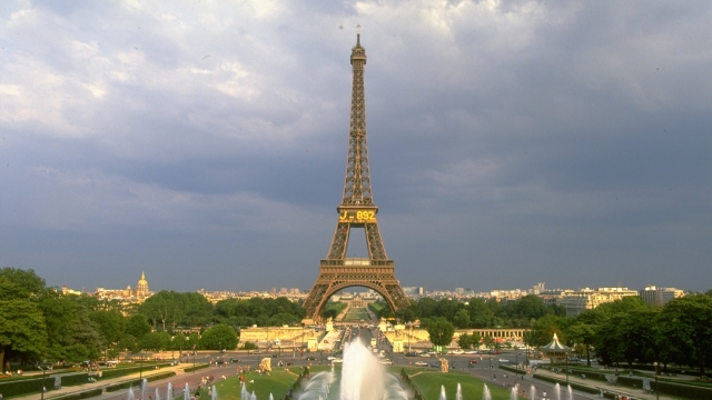 View of the Eiffel Tower in Paris.