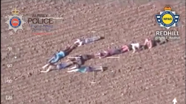 Children hunting for Easter eggs form a human arrow to guide police to a suspect.