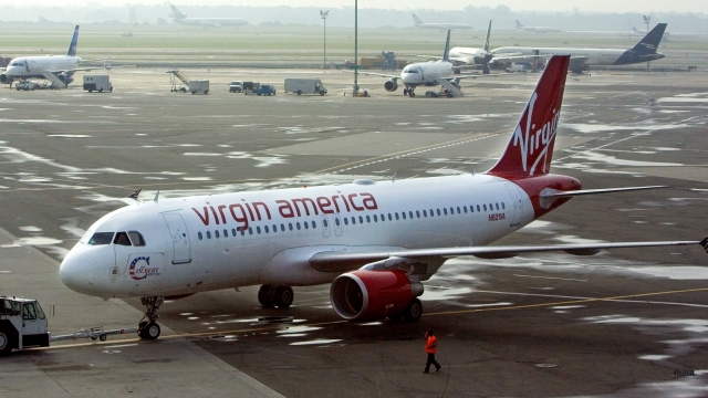 A Virgin America Airbus jet.