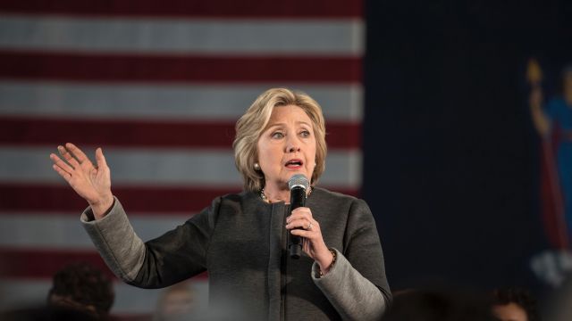 Hillary Clinton speaks at a town hall meeting.