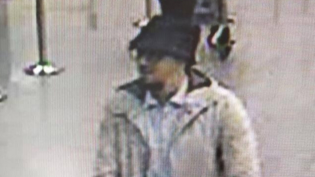 A screengrab of the airport CCTV camera shows a suspect from the attacks at Brussels Airport pushing a trolly.