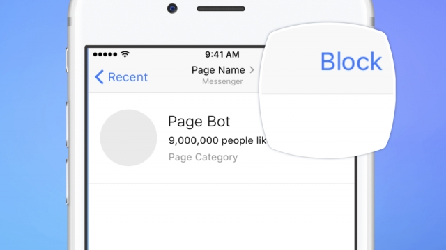 An example chatbot on Facebook with the block option highlighted.