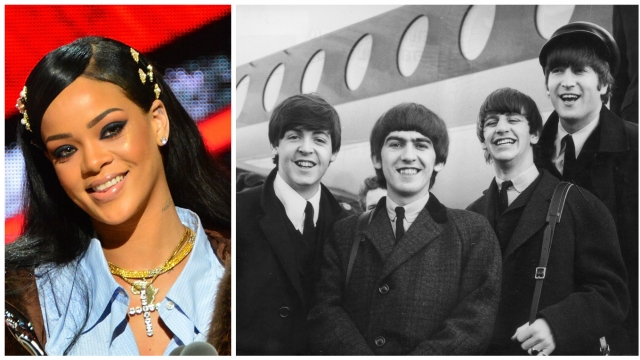 Rihanna next to The Beatles
