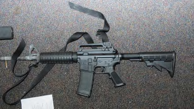A picture of the Bushmaster rifle used in the 2012 Sandy Hook Elementary School shooting.