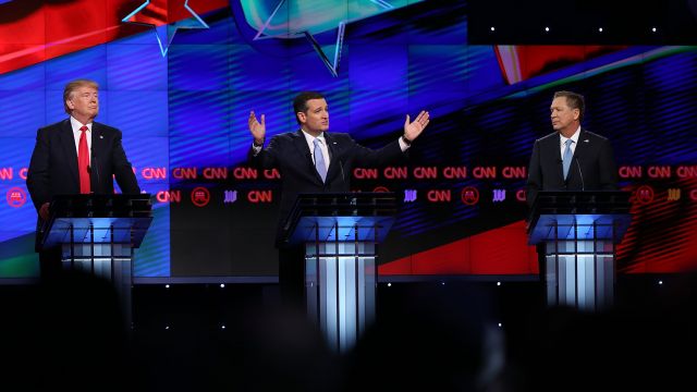 Donald Trump, Sen. Ted Cruz (R-TX), and Ohio Gov. John Kasich debate.