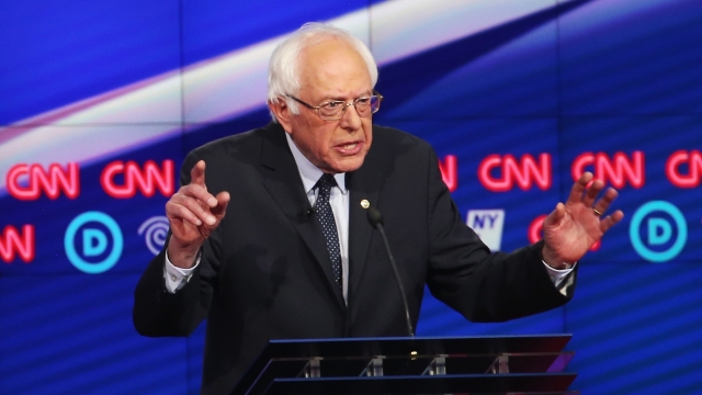 Sanders at the April Democratic debate in Brooklyn.