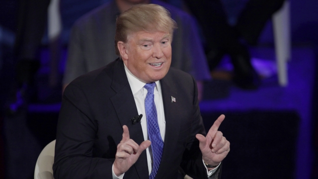 Republican Presidential candidate Donald Trump takes part in a town hall event moderated by Anderson Cooper.