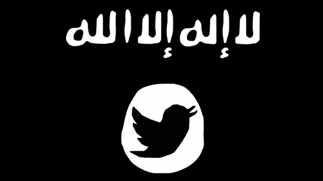 An ISIS flag featuring the Twitter logo.