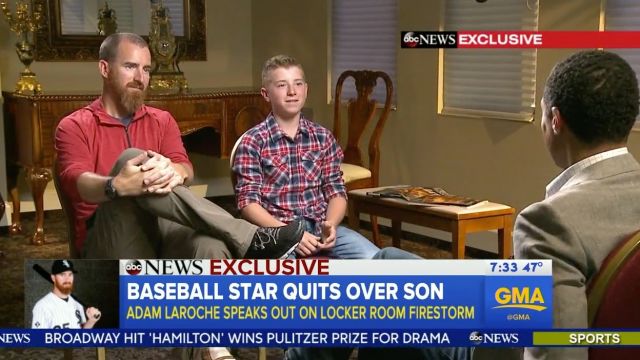 Adam LaRoche and his son Drake speak exclusively with ABC News.