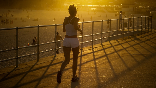 This photo shows a woman running.