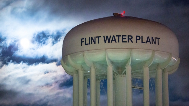 The City of Flint Water Plant is illuminated by moonlight on January 23, 2016 in Flint, Michigan.