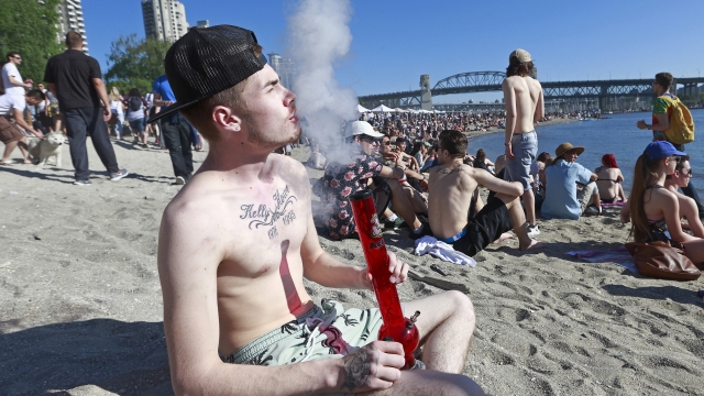 A man smoking marijuana in British Columbia on 4/20