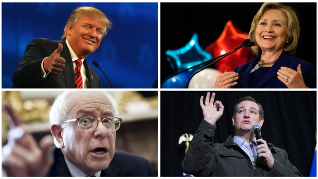 Presidential candidates Donald Trump, Hillary Clinton, Bernie Sanders and Ted Cruz.
