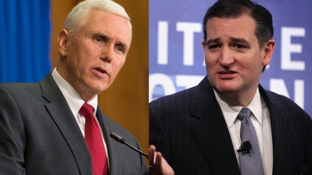 Side-by-side photo of Mike Pence and Ted Cruz.