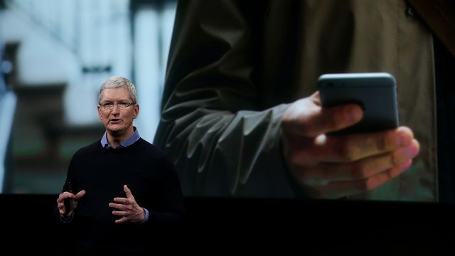 Apple CEO Tim Cook speaks during an Apple special event at the Apple headquarters on March 21, 2016 in Cupertino, California.