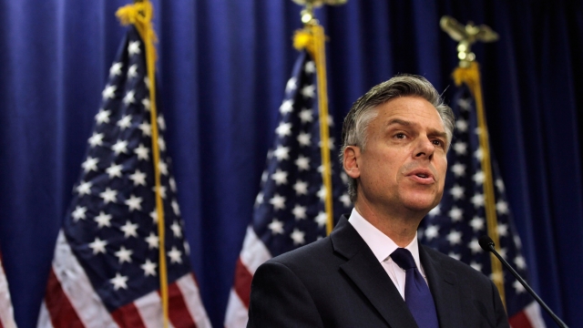 Former Utah Gov. Jon Huntsman speaks as he announces that he will drop out of the race for the White House bid in 2012.