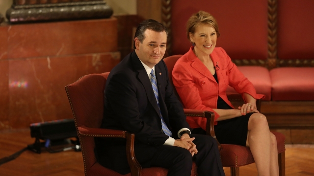 An image of Republican presidential candidate Ted Cruz and his running mate Carly Fiorina.