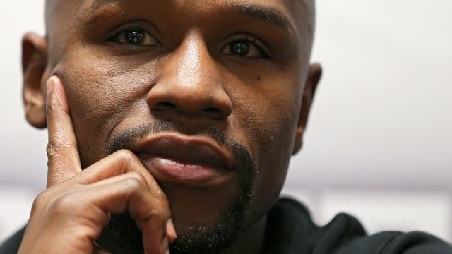 Floyd Mayweather looks on before a press conference at the DC Armory on April 1, 2016 in Washington, DC.